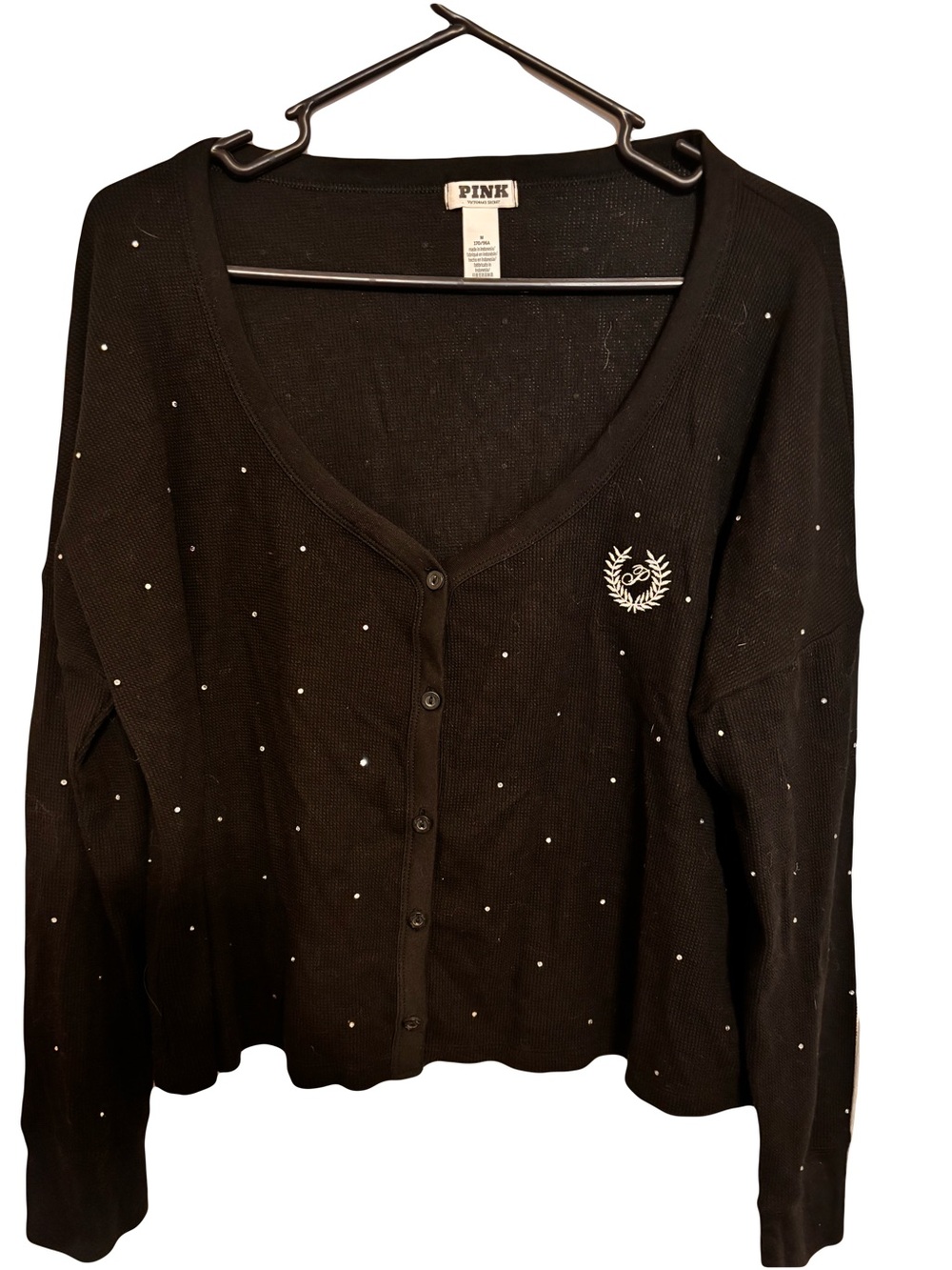NWOT Victoria’s Secret PINK Crystal Studded Black Cardigan Medium